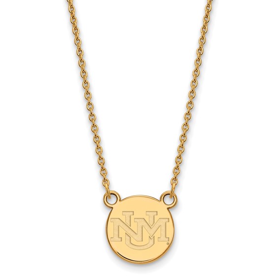 10k Yellow Gold University of New Mexico Petite Disc Necklace