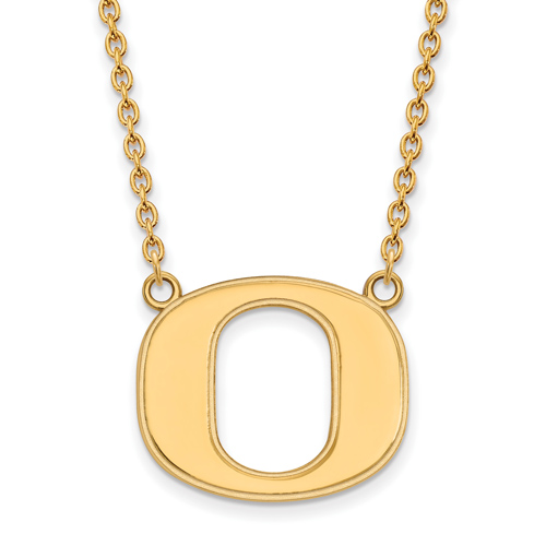 14kt Yellow Gold University of Oregon O Pendant with 18in Chain