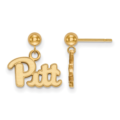 14k Yellow Gold University of Pittsburgh Dangle Ball Earrings