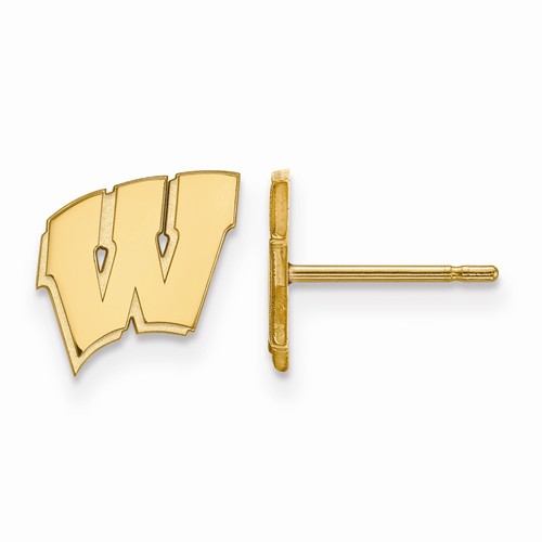 10kt Yellow Gold University of Wisconsin Extra Small Post Earrings