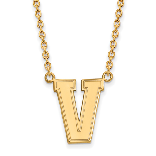 14k Yellow Gold Vanderbilt University V Necklace 3/4in