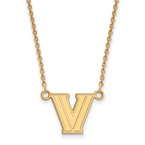 Villanova University V Necklace 1/2in 14k Yellow Gold