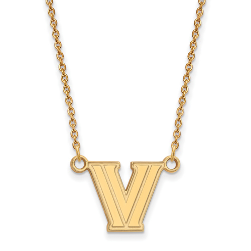 Villanova University V Necklace 1/2in 10k Yellow Gold