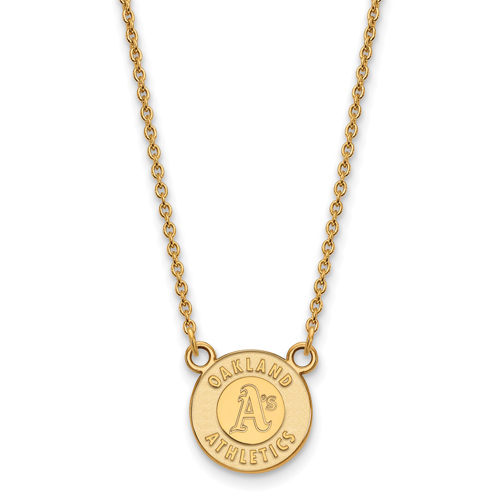 14k Yellow Gold 5/8in Oakland A's Logo Pendant on 18in Chain