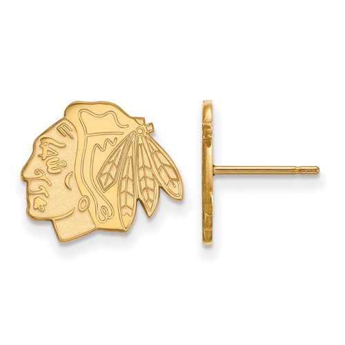 10k Yellow Gold Chicago Blackhawks Post Earrings