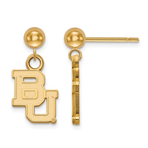 14k Yellow Gold Baylor University Dangle Ball Earrings