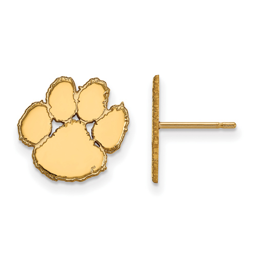 10kt Yellow Gold Clemson University Small Paw Post Earrings
