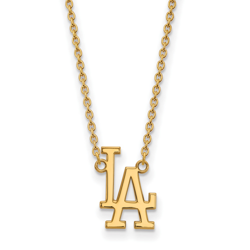10k Yellow Gold Los Angeles Dodgers LA Pendant on 18in Chain
