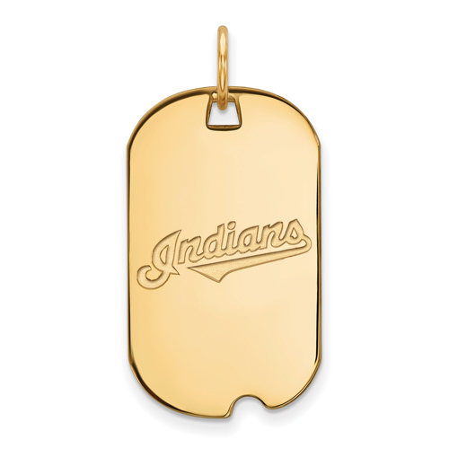 14k Yellow Gold 1 1/4in Cleveland Indians Dog Tag