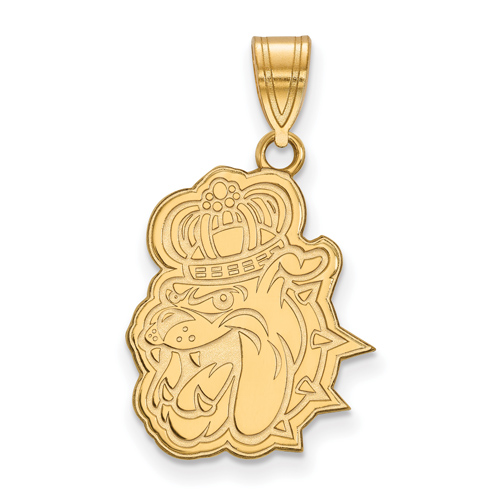 10k Yellow Gold 3/4in James Madison University Bulldog Head Pendant