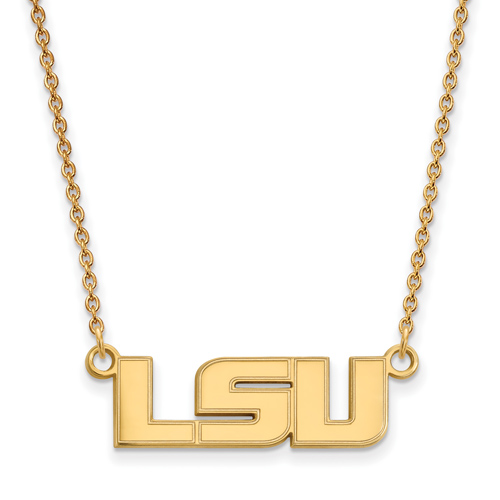 10kt Yellow Gold 3/8in LSU Pendant with 18in Chain