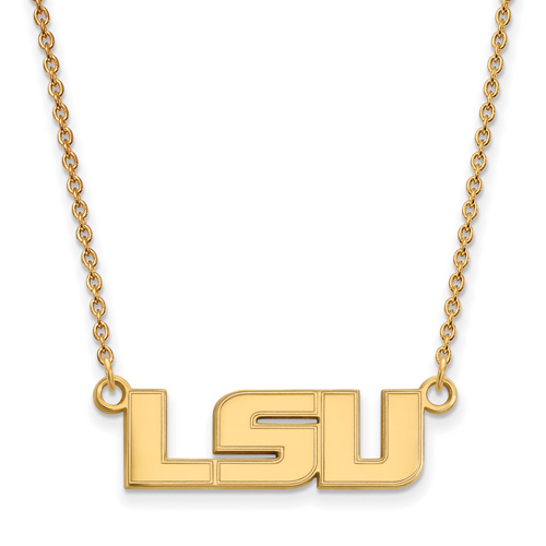 14kt Yellow Gold 3/8in LSU Pendant with 18in Chain