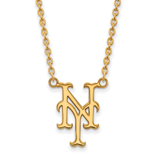 10kt Yellow Gold New York Mets NY Pendant on 18in Chain