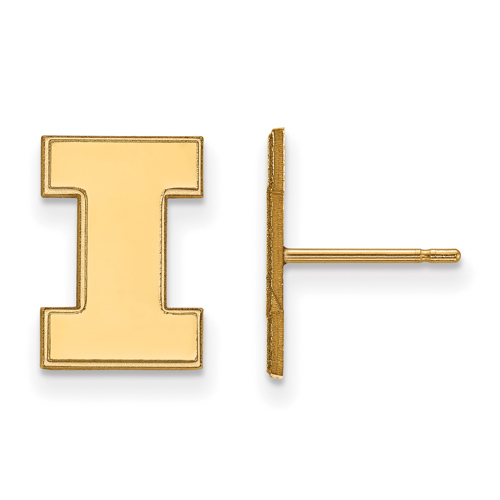 10kt Yellow Gold University of Illinois Block I Small Post Earrings