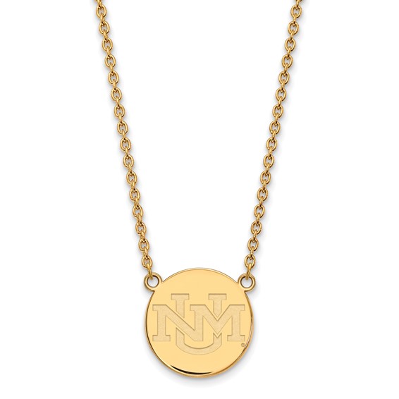 10k Yellow Gold University of New Mexico UNM Disc Necklace