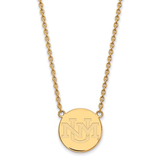 10k Yellow Gold University of New Mexico UNM Disc Necklace
