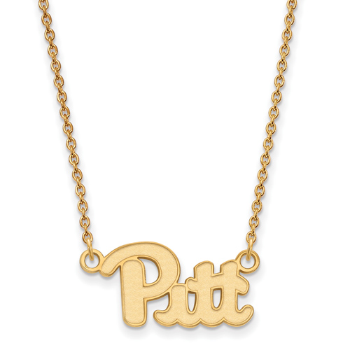 14k Yellow Gold 1/2in Pitt Pendant with 18in Chain