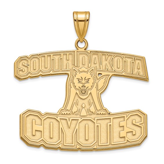 14k Yellow Gold University of South Dakota Coyotes Logo Pendant 1in