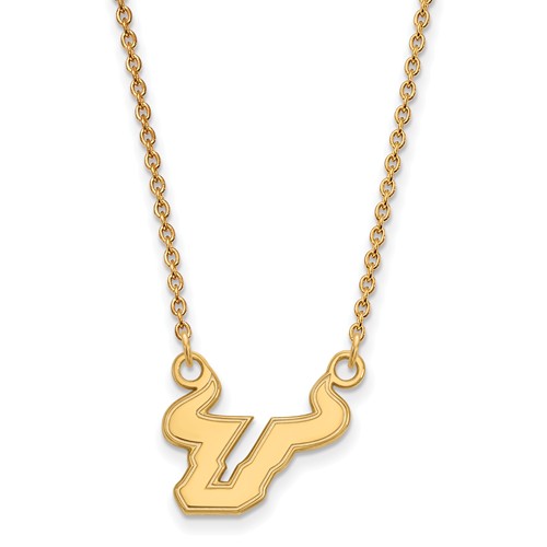 14k Yellow Gold University of South Florida Bull Horns Small Necklace