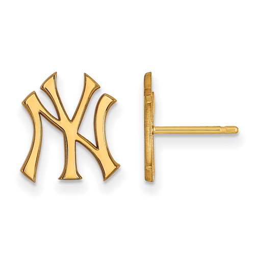 14kt Yellow Gold New York Yankees Small Post Earrings