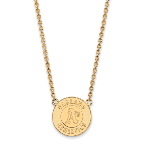 10k Yellow Gold Oakland A's Logo Pendant on 18in Chain