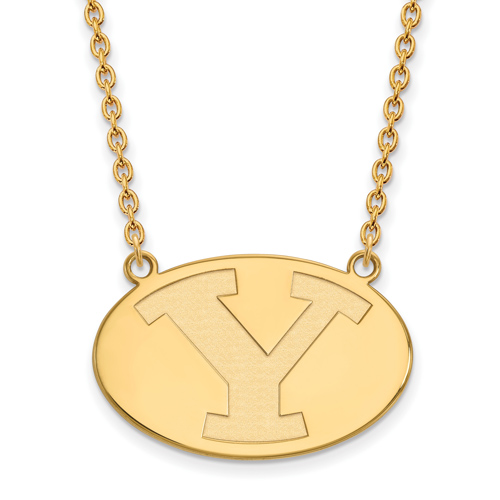 Brigham Young University Oval Necklace 3/4in 10k Yellow Gold