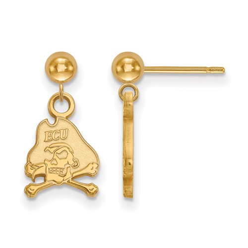 14k Yellow Gold East Carolina University Dangle Ball Earrings