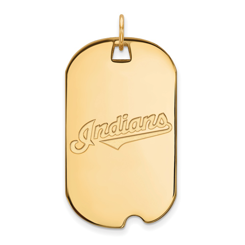 14k Yellow Gold 1 1/2in Cleveland Indians Dog Tag