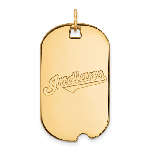 14k Yellow Gold 1 1/2in Cleveland Indians Dog Tag 4Y010IND