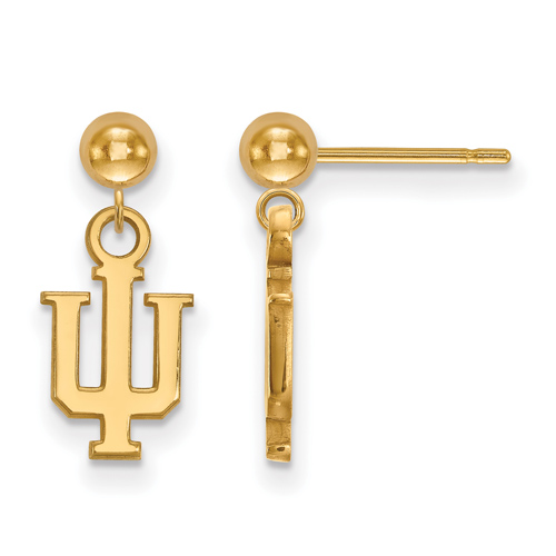 14kt Yellow Gold Indiana University Logo Dangle Ball Earrings