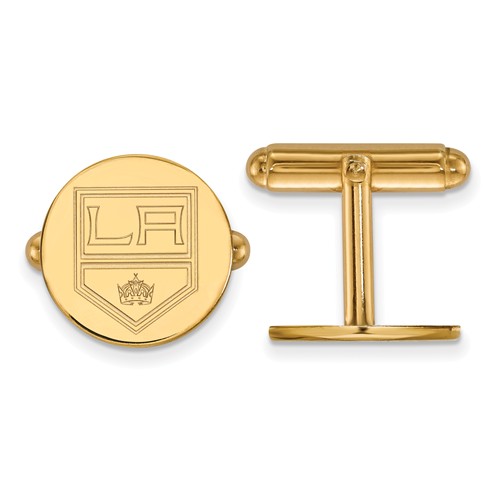 14k Yellow Gold Round Los Angeles Kings Cuff Links 