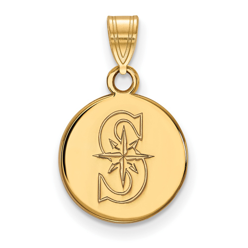 14k Yellow Gold 1/2in Seattle Mariners S Round Pendant