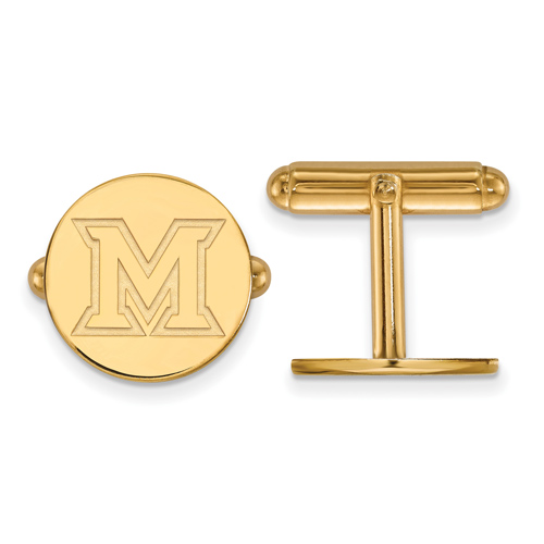Miami University Round Cuff Links 14k Yellow Gold