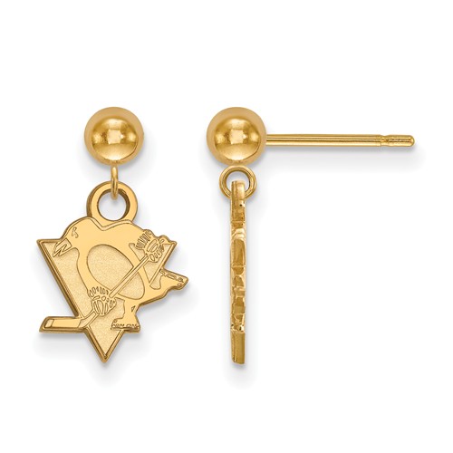 14k Yellow Gold Pittsburgh Penguins Dangle Ball Earrings