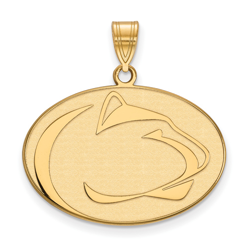 14kt Yellow Gold 3/4in Penn State University Oval Lion Pendant