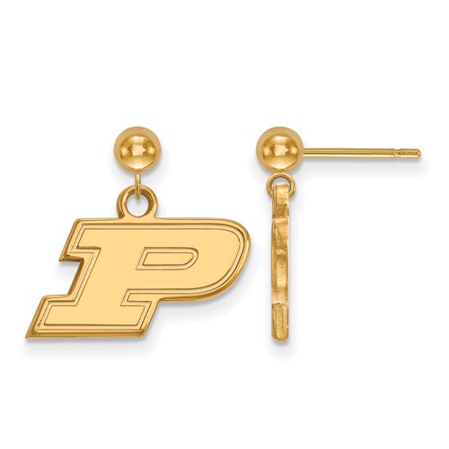 14k Yellow Gold Purdue University P Dangle Earrings