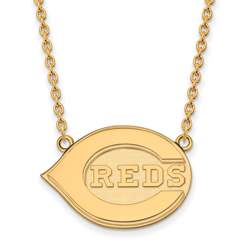 10k Yellow Gold Cincinnati Reds Pendant on 18in Chain