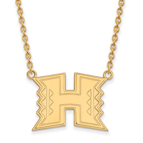 University of Hawaii Logo Necklace 3/4in 14k Yellow Gold