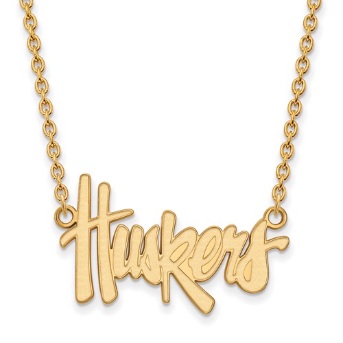 14k Yellow Gold University of Nebraska Huskers Pendant with 18in Chain