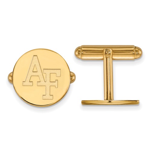 14k Yellow Gold United States Air Force Academy Round Cuff Links 