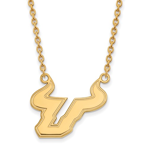 14k Yellow Gold University of South Florida Bull Horns U Necklace