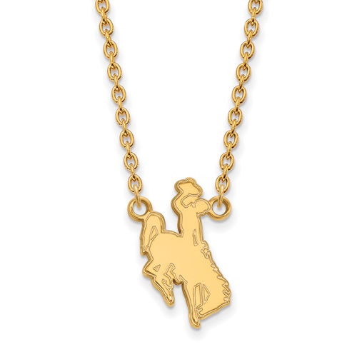 14k Yellow Gold 3/4in University of Wyoming Cowboy Necklace