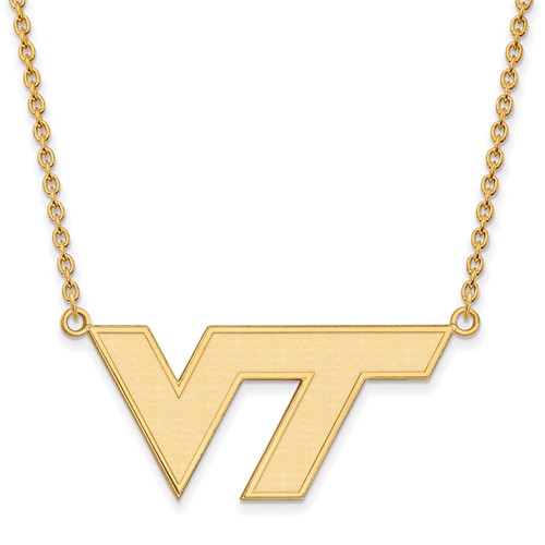 10k Yellow Gold Virginia Tech VT Logo Necklace