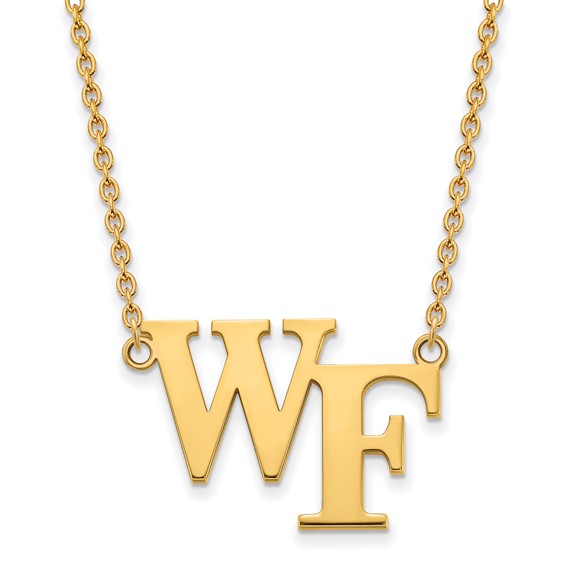 14k Yellow Gold Wake Forest University WF Necklace 3/4in