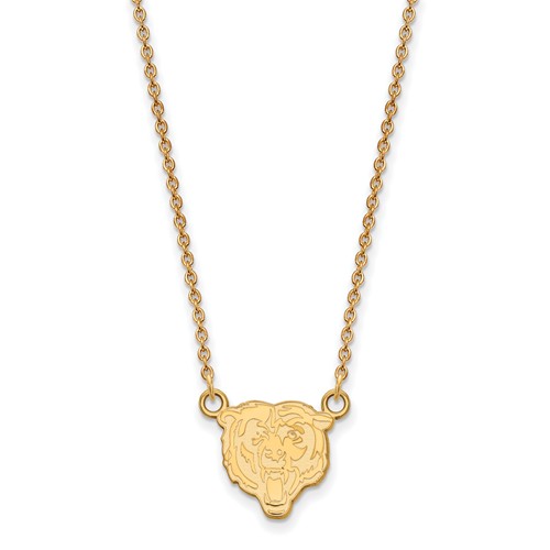 10k Yellow Gold Small Chicago Bears Pendant with 18in Chain