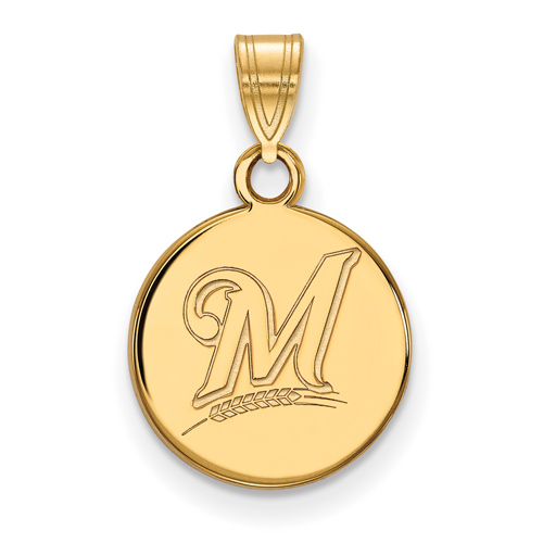 14k Yellow Gold 3/8in Round Milwaukee Brewers Pendant