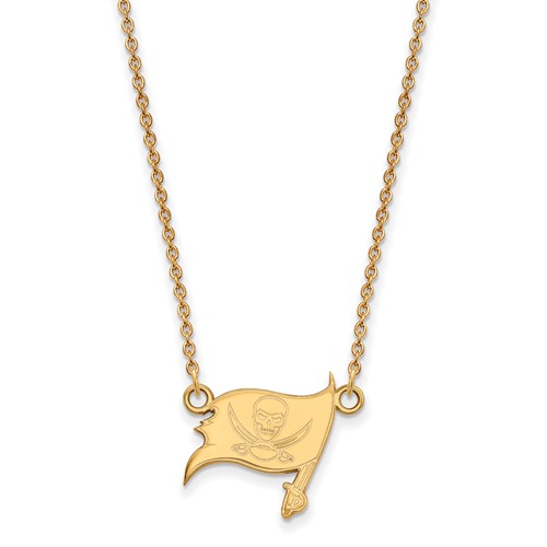 10k Yellow Gold Small Tampa Bay Buccaneers Pendant with 18in Chain