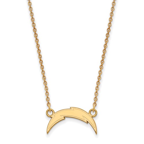10k Yellow Gold Small Los Angeles Chargers Pendant with 18in Chain