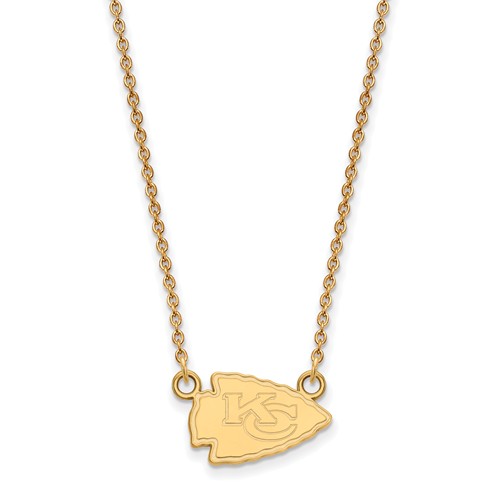 10k Yellow Gold Small Kansas City Chiefs Pendant with 18in Chain