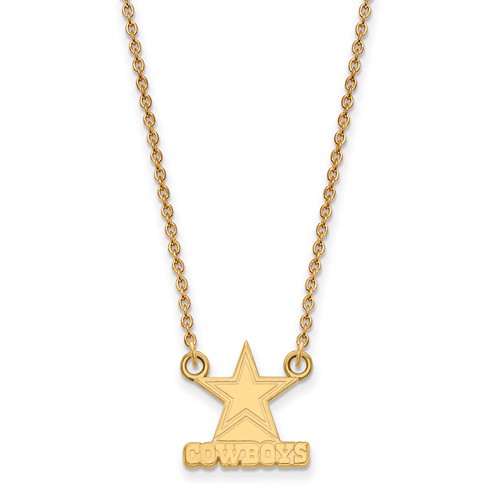 14k Yellow Gold Small Dallas Cowboys Pendant with 18in Chain